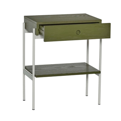 Hubsch Noir bedside table, green/off white
