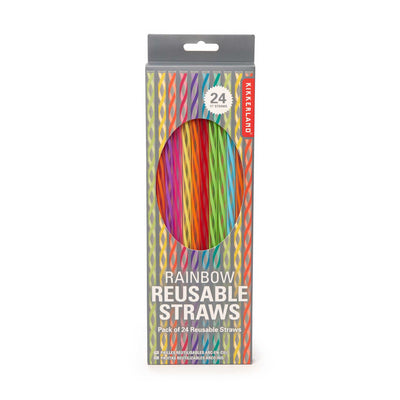 Kikkerland Tall Rainbow Reusable Straws (set of 24)