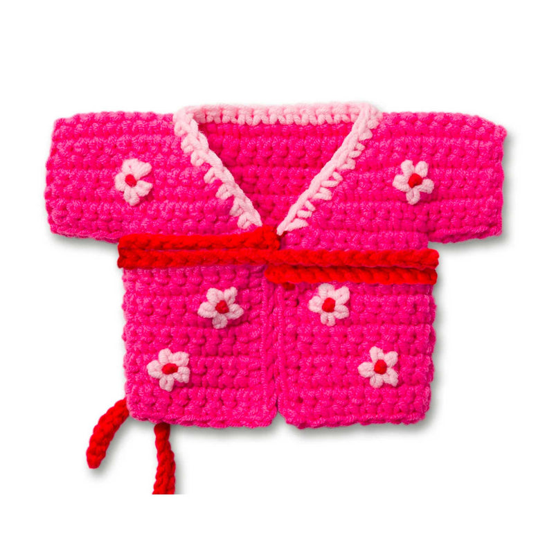 Just Dutch handmade crocheted outfit, kimino dress