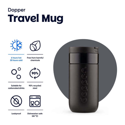 Dopper Travel Mug thermal mug 300ml, blazing black