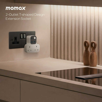 Momax 1-Charge Work Flow 25W T-shaped Extension 2 Socket with USB