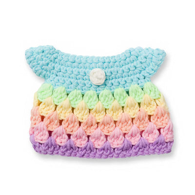 Just Dutch handmade crocheted outfit, pastel rainbow dress