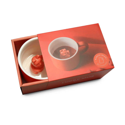Donkey Lucky Cat mug, red
