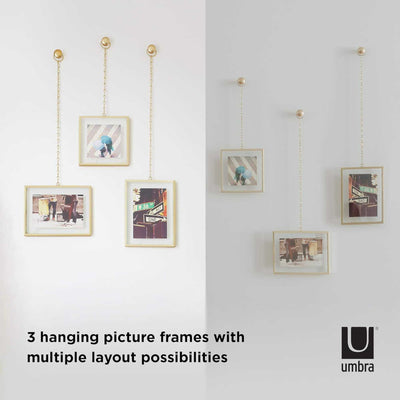 Umbra Fotochain Picture Frame Set, Matte Brass