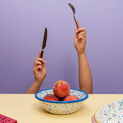 Kapka Enamel Wonder Wheel Salad Bowl, Blue