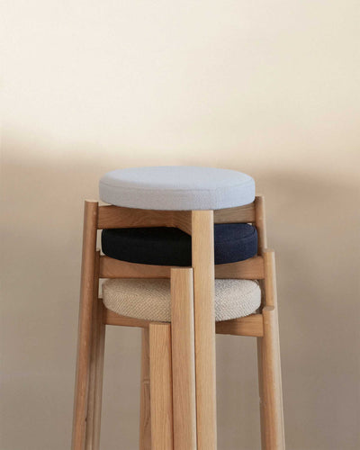 Audo Copenhagen Passage Stool Natural Oak Base Upholstered Seat