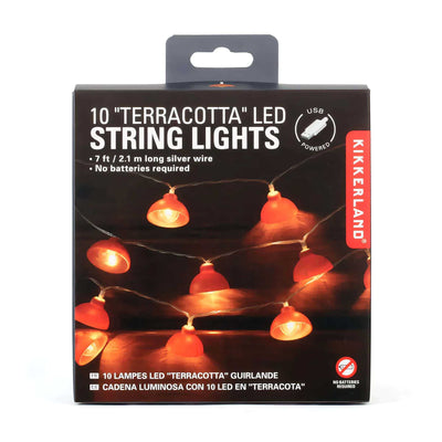 Kikkerland Terracotta 10 Feet LED Fairy String Lights
