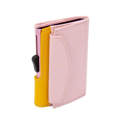 C-Secure Leather RFID wallet with coin case, blush