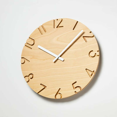 Lemnos Carved Wood Birch wall clock