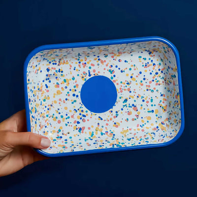 Kapka Enamel Wonder Wheel Blue Serving Tray, Blue