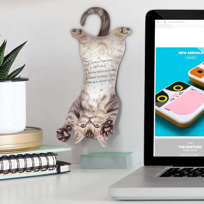 Mustard Cat Hanging Note Holder