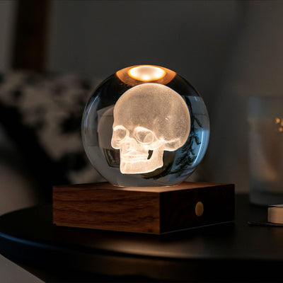 Gingko Amber crystal light, skull