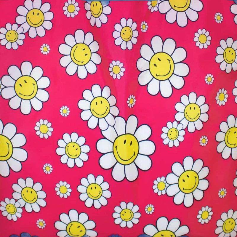 Loqi Smiley Flowers Raspberry tote