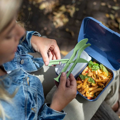 Koziol Klikk Pocket 3-piece cutlery set, nature leaf green