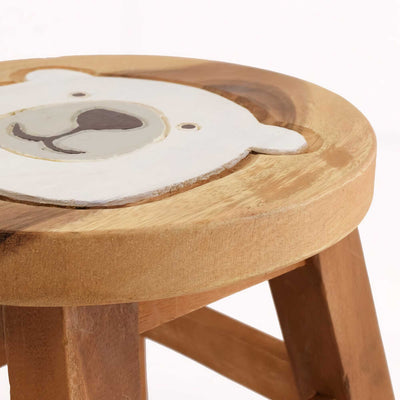 Acacia Wood mini stool, polar bear