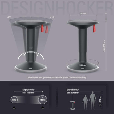 UPis1 100U ergo-stool, Black