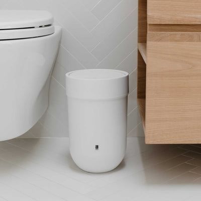 Umbra Touch Waste Can With Lid, White