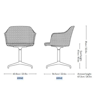 &Tradition HW41 Rely swivel chair, karakorum 003/polished aluminium