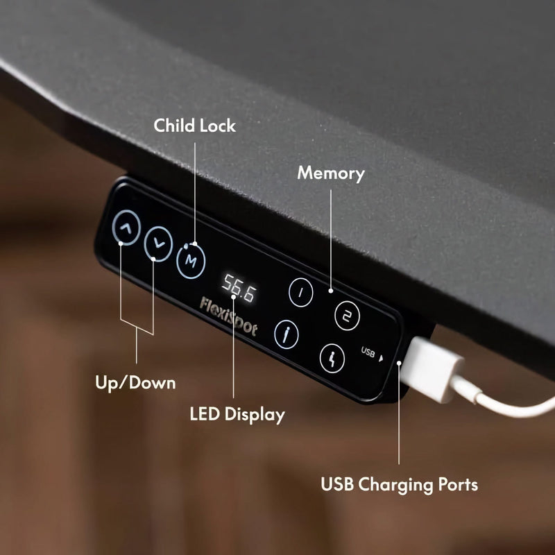 Flexispot E7 Pro electric height adjustable desk 120x60, white/black