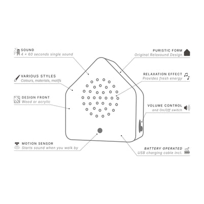 Relaxound Zwitscherbox Satellite Nightingale motion sensor soundbox, Walnut