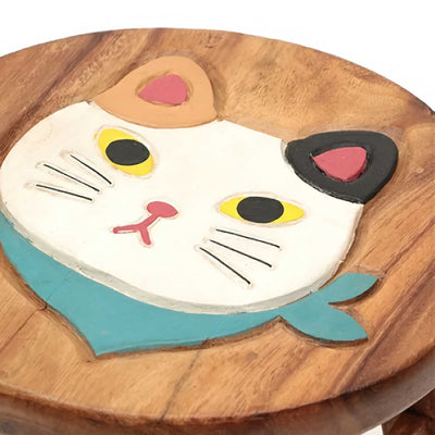 Acacia Wood mini stool, mike neko