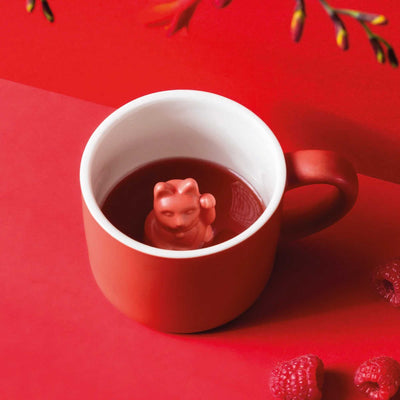 Donkey Lucky Cat mug, red
