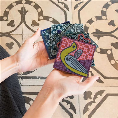 Images d'Orient silicone coaster, Birds of Paradise Pink