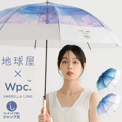 Wpc. × Chikyuya Dreamy Sky transparent long umbrella, twilight