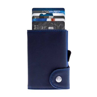 C-Secure RFID Blocking Card-Wallet, indigo Italian leather