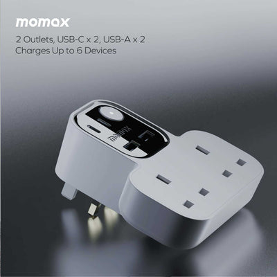 Momax 1-Charge Work Flow 25W T-shaped Extension 2 Socket with USB