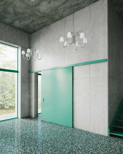 Hay Apollo chandelier 745 (six arms), White opal glass