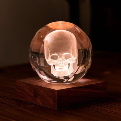 Gingko Amber crystal light, skull