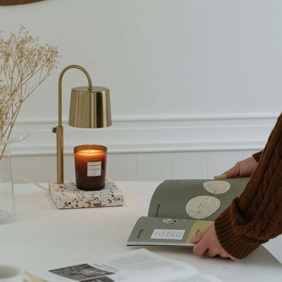 Hooome adjustrable terrazzo candle warmer, gold