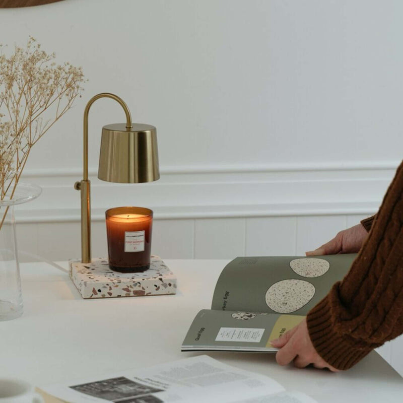 Hooome adjustrable terrazzo candle warmer, gold
