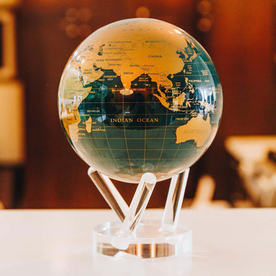 MOVA 4.5" Rotating Globe, Green/Gold Map