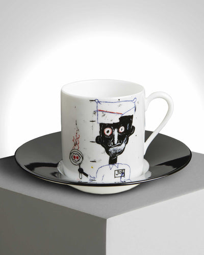 Jean-Michel Basquiat Ligne Blanche Porcelain Espresso Cup Set of 2 , Eyes et Eggs