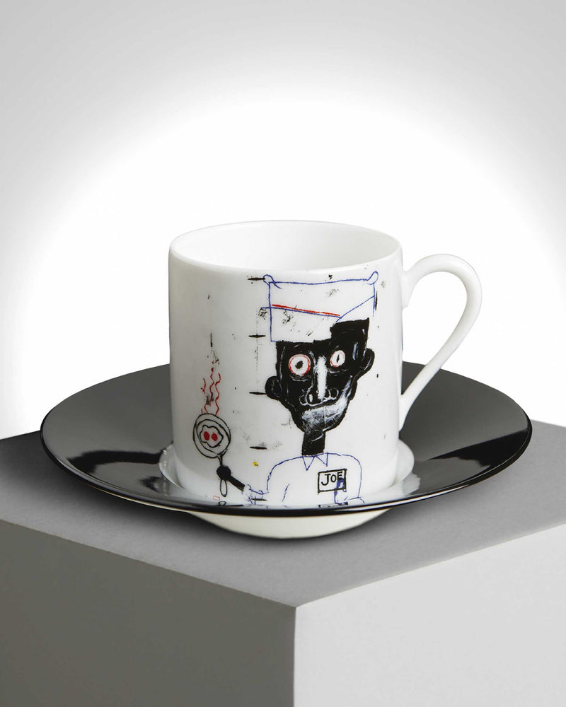 Jean-Michel Basquiat Ligne Blanche Porcelain Espresso Cup Set of 2 , Eyes et Eggs