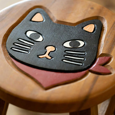 Acacia Wood mini stool, black neko