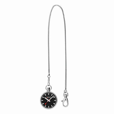 Mondaine pocket watch polished steel 43 mm, black