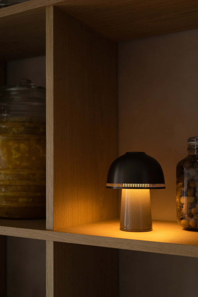 &Tradition Raku SH8 rechargeable lamp, blue green/brass