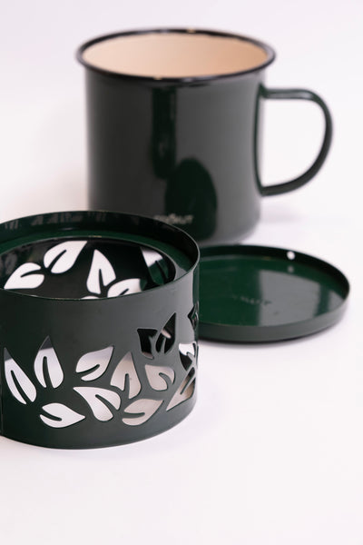 refurbished | Cookut Sixtea white candle tea mug, fern