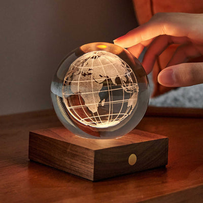 Gingko Amber crystal light, world globe