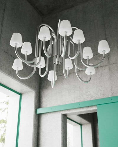 Hay Apollo chandelier 1065 (twelve arms), white opal glass