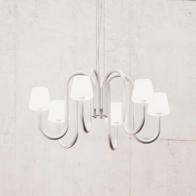 Hay Apollo chandelier 745 (six arms), White opal glass