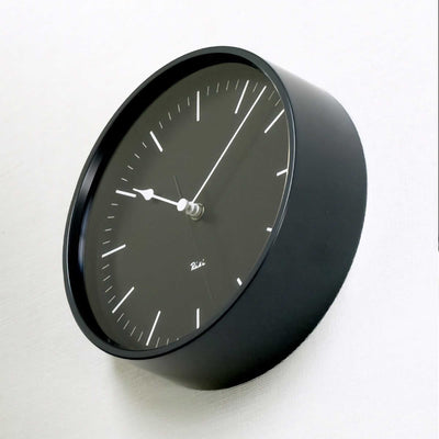 Lemnos Riki Steel clock, black