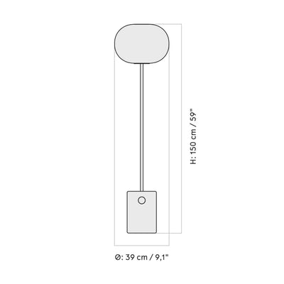 Audo JWDA Floor Lamp, Traventine/Brushed Brass