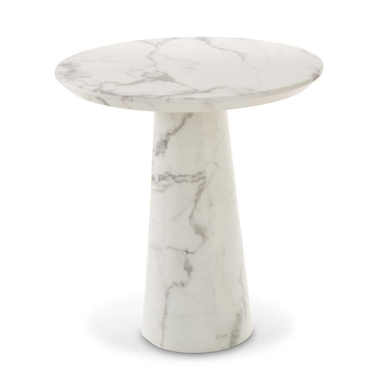 Pols Potten Disc Marble Look Side Table, White (Ø70cm)