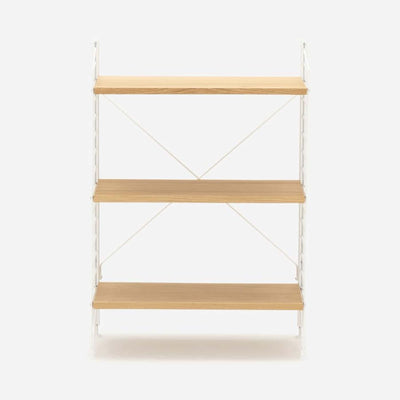 String Freestanding Shelf, 60cm Wide, Oak/White