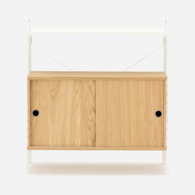 String Freestanding Shelf Cabinet, 80cm Wide, Oak/White