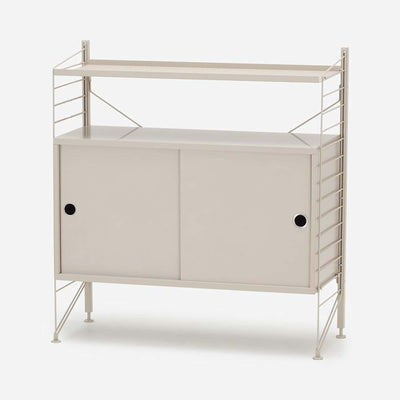 String Freestanding Shelf Cabinet, 80cm Wide, Beige/Beige